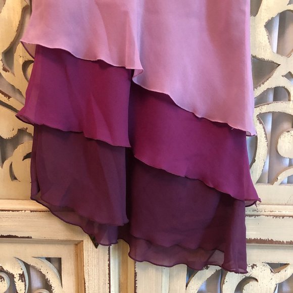 S bebe tiered ruffle chiffon spaghetti purple top - Picture 7 of 14